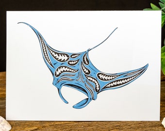Manta Ray Personalized Note Cards - Sea Creature Note Cards - Ocean Cards - Aquatic Greeting Cards - Boxed Greeting Cards - C