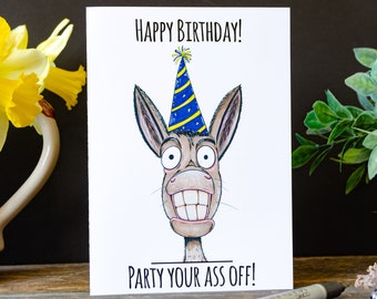 Funny Donkey Birthday Card - Ass Birthday Card - Country Birthday Card - Farm Birthday Card - Personalized Birthday Card - C115