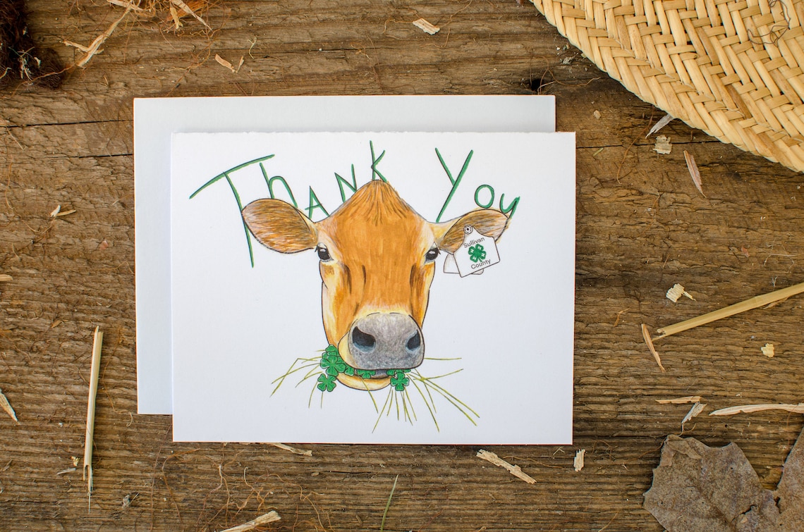4H Personalized Jersey Cow Thank You Cards C64 Etsy