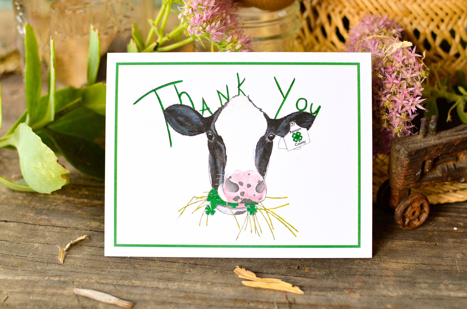4H Personalized Cow Thank You Cards With Border C71 Etsy