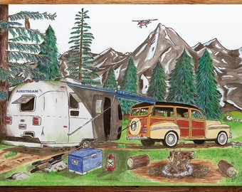 Airstream Card - Airstream Cards - Greeting Cards - Boxed Notecards - Mountain Card - Stationery - Camping Card - C2