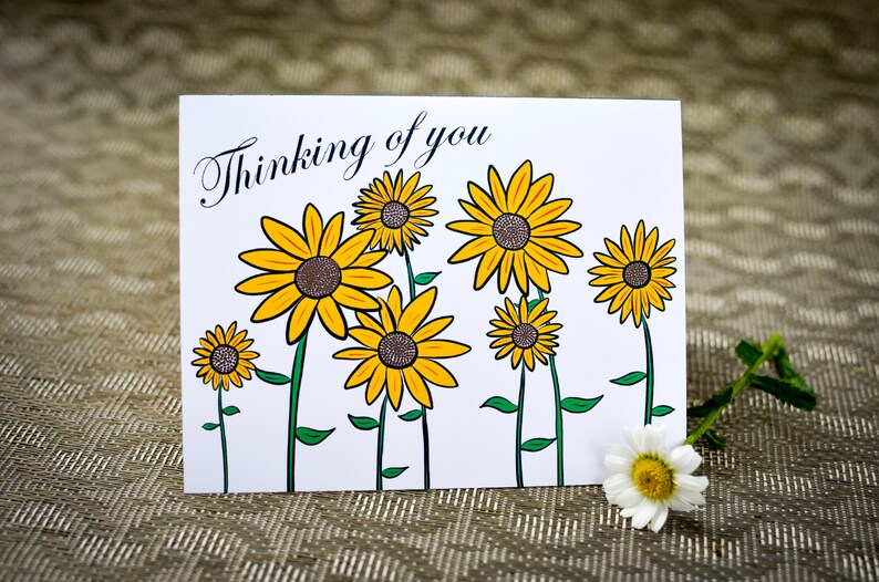 Sunflower Thinking of You Card Sympathy Card Flower Etsy
