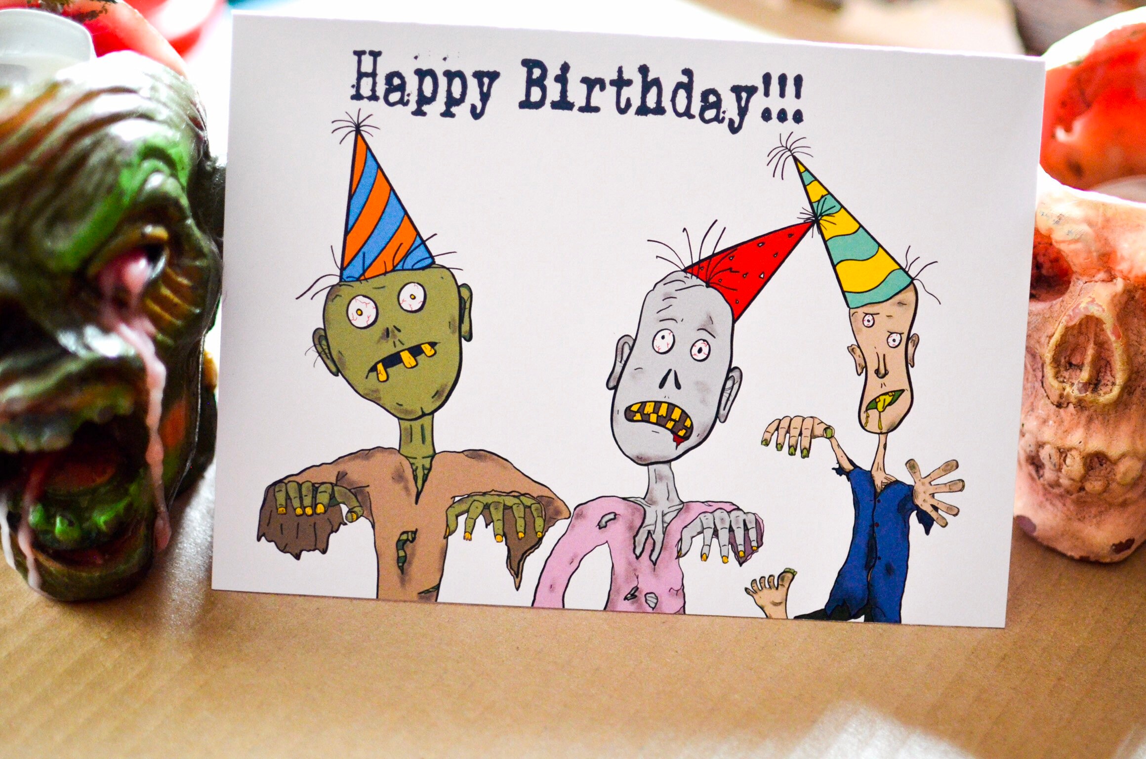Zombie Birthday Card Funny Birthday Cards Zombie Cards Etsy
