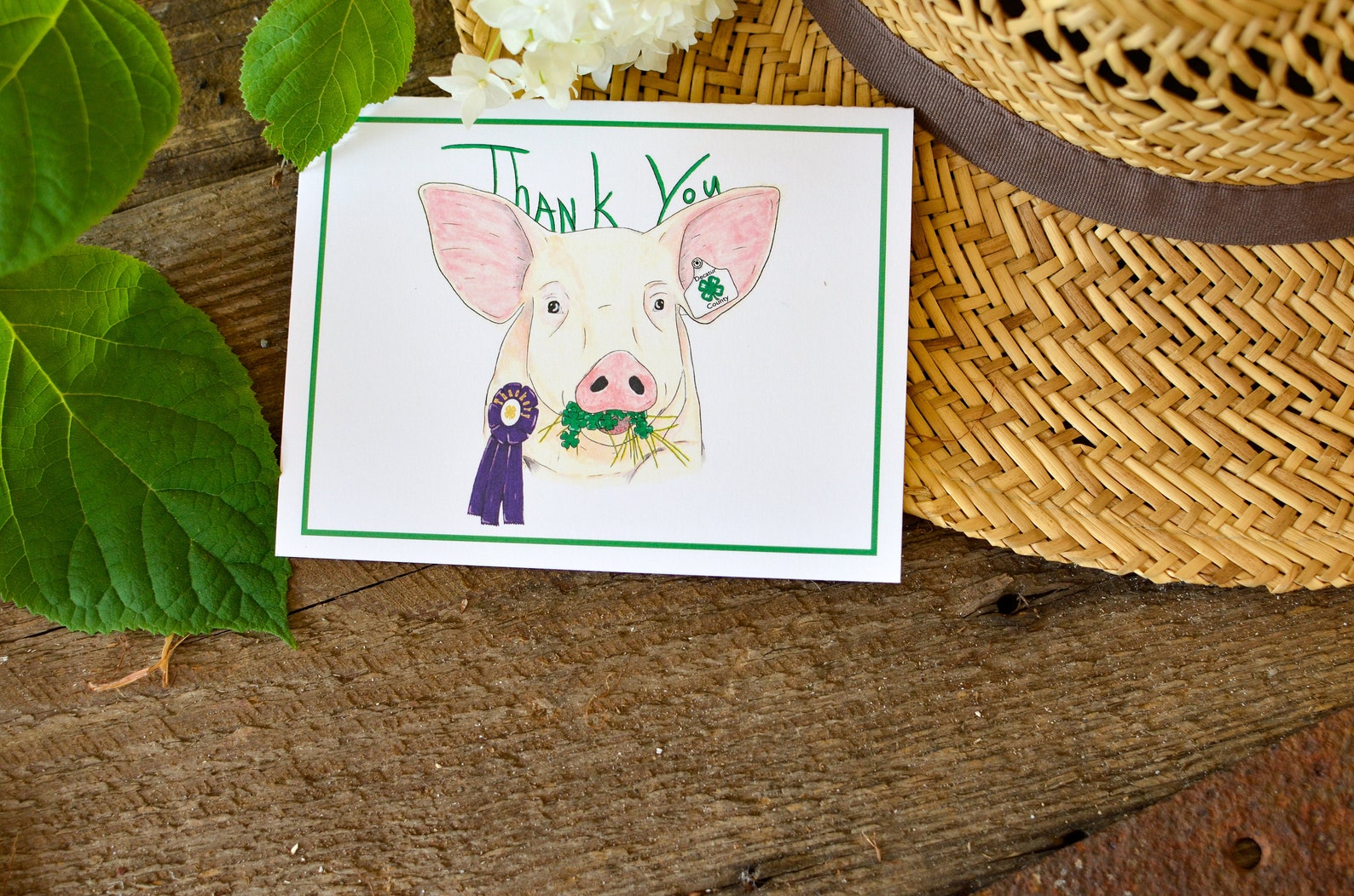 4H Personalized Pig Thank You Cards with border C66 Etsy