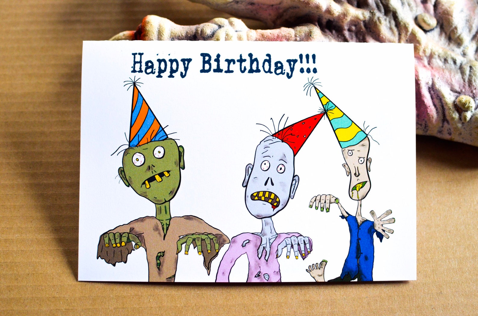 Zombie Birthday Card Funny Birthday Cards Zombie Cards Etsy