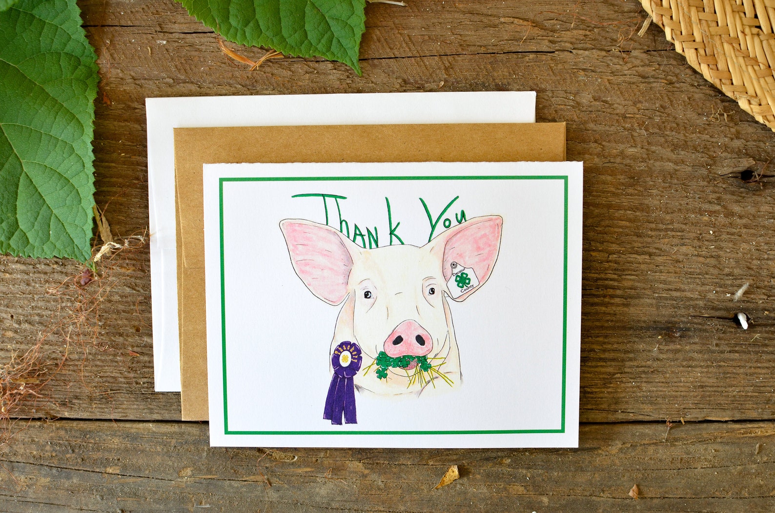 4H Personalized Pig Thank You Cards with border C66 Etsy