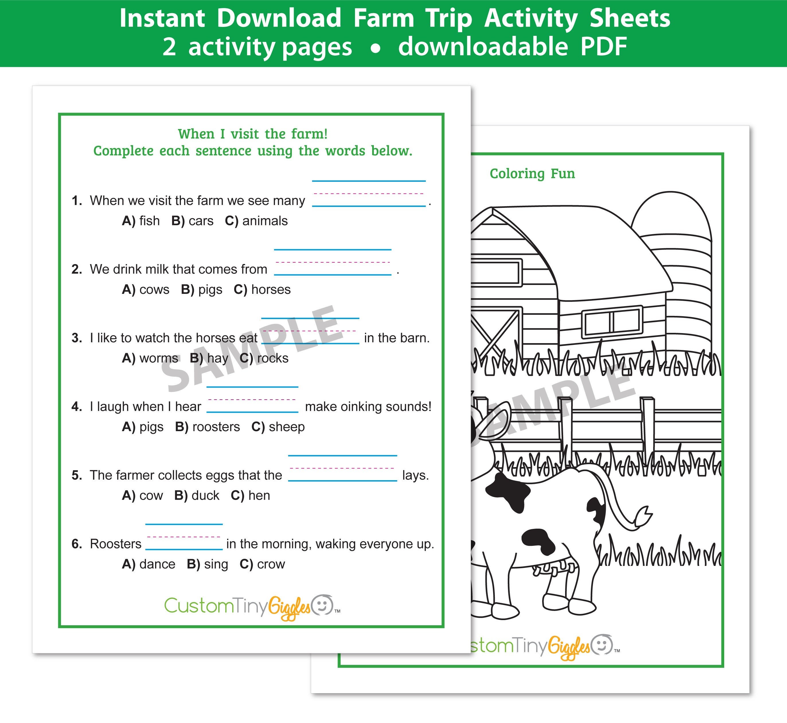 Children's Activity Worksheets Fill in the Blank | Etsy