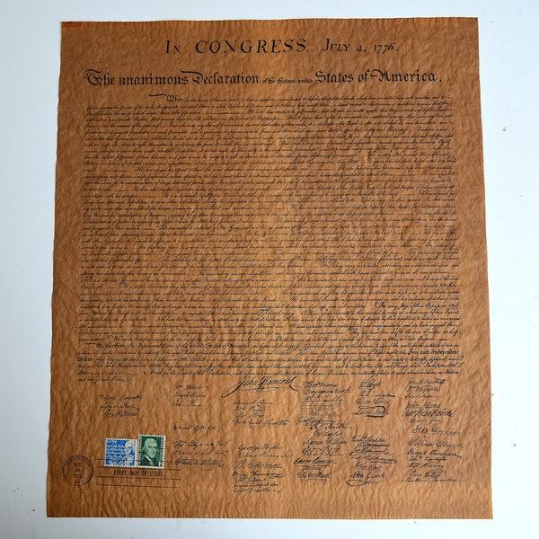 Copy of The Declaration of Independence, US Postal First Day of Issue in Philadelphia  Oct. 20, 1972