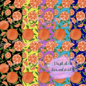 Seamless Watercolor Orange Digital Pattern, Cartoony Seamless Pattern, Multicolored Seamless Pattern, For Commercial Use, Digital Download