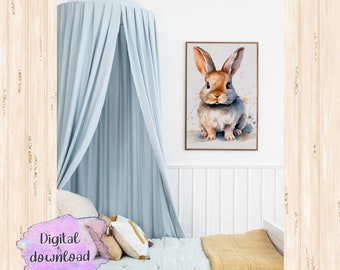 DIY Art Print, Bunny Art, Rabbit Art, Cartel de conejito, Bunny Print, Arte infantil, Decoración del hogar, Pintura de conejo, Conejo, Conejito, Descarga digital