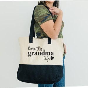 Grandma Life Canvas Tote Bag, Beach Bag, Gift for Grandma, Grandma Gifts, Grandmother Gift, Lovin This Grandma Life, Mother’s Day Gift