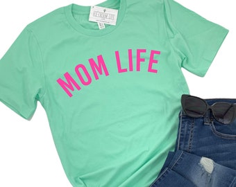 Mom Life Shirt, Womens Hot Pink Shirt, Mom Shirts with Saying, Mama Shirts, Summer Graphic Tees for Adults, Gift for Mom, Mothers Day Gift