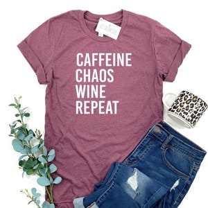 Womens Mom Life Wine Coffee Repeat Womens Tee T Shirt Womens Mom Life Wine Coffee Repeat Womens Tee T Shirt