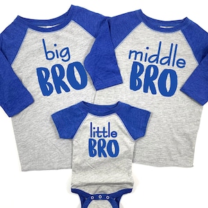 Big Middle Little Shirts, Matching Shirts Brother Outfits, Brother Announcement, Big Brother Middle Brother Little Brother, 3rd Baby Boy