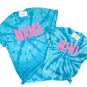 Mama Mini Tie Dye Shirts, Matching Mommy and Me Shirts, Womens Tie Dye Tshirt, Gift for Girl Mom, Mom and Girl Matching Mom Daughter Tees