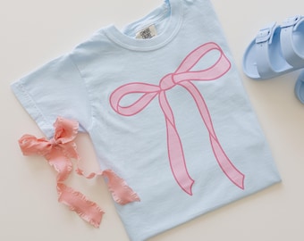 Coquette Bow Shirt, Girls Comfort Colors Shirt, Coquette Bow Tshirt, Cute Bow Shirt, Mother Daughter Tees Girly Graphic Tees Adult and Youth