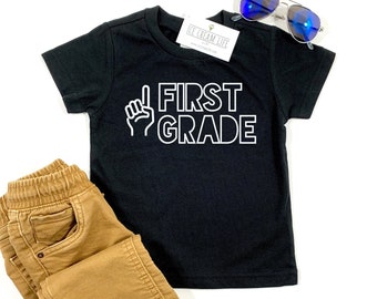 First Grade Shirt First Day School Shirt, 1st Grade Back to School Shirt for Boy Girl, 1st Day Shirt Kids Tshirt Black and White