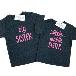 Big Middle Little Shirts, Little Crossed Out, 3rd Baby Announcement Matching Siblings Girls Matching Sisters, Pregnancy Announcement Funny