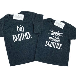 Big Middle Little Shirts, Little Crossed Out, 3rd Baby Announcement Matching Siblings Boys Matching Brothers, Pregnancy Announcement Funny