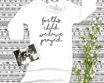 For This Child We Have Prayed, Infant Newborn Baby Gown, Baby Announcement, Miracle Baby Gift, Coming Home Outfit, Gender Neutral Baby Gift