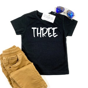 Three Birthday Shirt, 3rd Birthday Shirt, Third Birthday Boy Tee, Toddler Birthday Shirt, Boy Birthday Party Outfit, Birthday Number Shirt