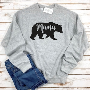 Mama Bear Womens Sweatshirt Pullover, Adult Unisex Long Sleeve Pullover Sweater, Mama Bear Gift for Her, Gift for Mom, Bear Shirt Mom Gift