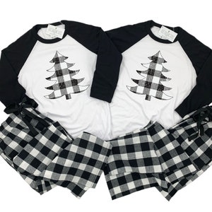 Black white plaid pajamas on sale