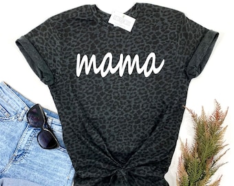 Mama Leopard Shirt, Mama Shirt, Womens Leopard Print Shirt, Mom Daughter Matching Shirts, Mama Mini Shirts, Mothers Day Gift for Girl Mom