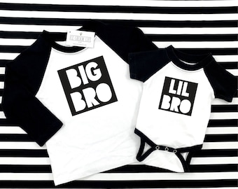 Big Brother Little Brother Shirts Matching Brother Raglan Sleeve Shirt, Baby Boy Announcement Coming Home Outfits Big Bro Lil Bro Boy Shirts
