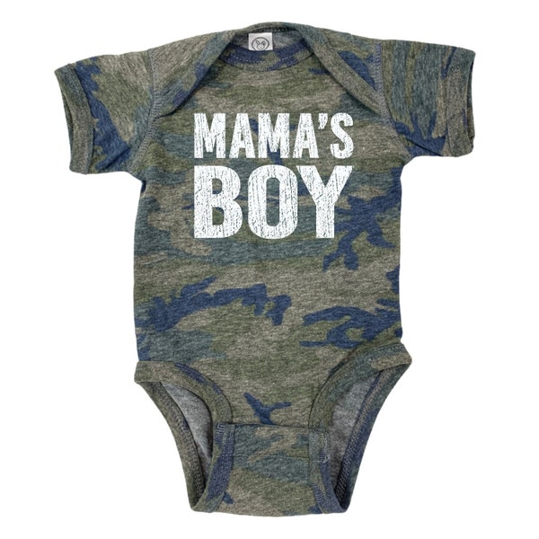 Camo Mama's Boy Shirt Baby Boy Camo Bodysuit Newborn Toddler Youth, Matching Mom and Son, Mommy and Me Toddler Boy Shirt Vintage Camo Boy