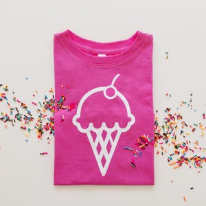Camiseta de helado, camiseta de helado para niña, camiseta para bebé, ropa para niños, ropa de moda para niños, camiseta de fiesta de cumpleaños de helado para niña pequeña imagen 1