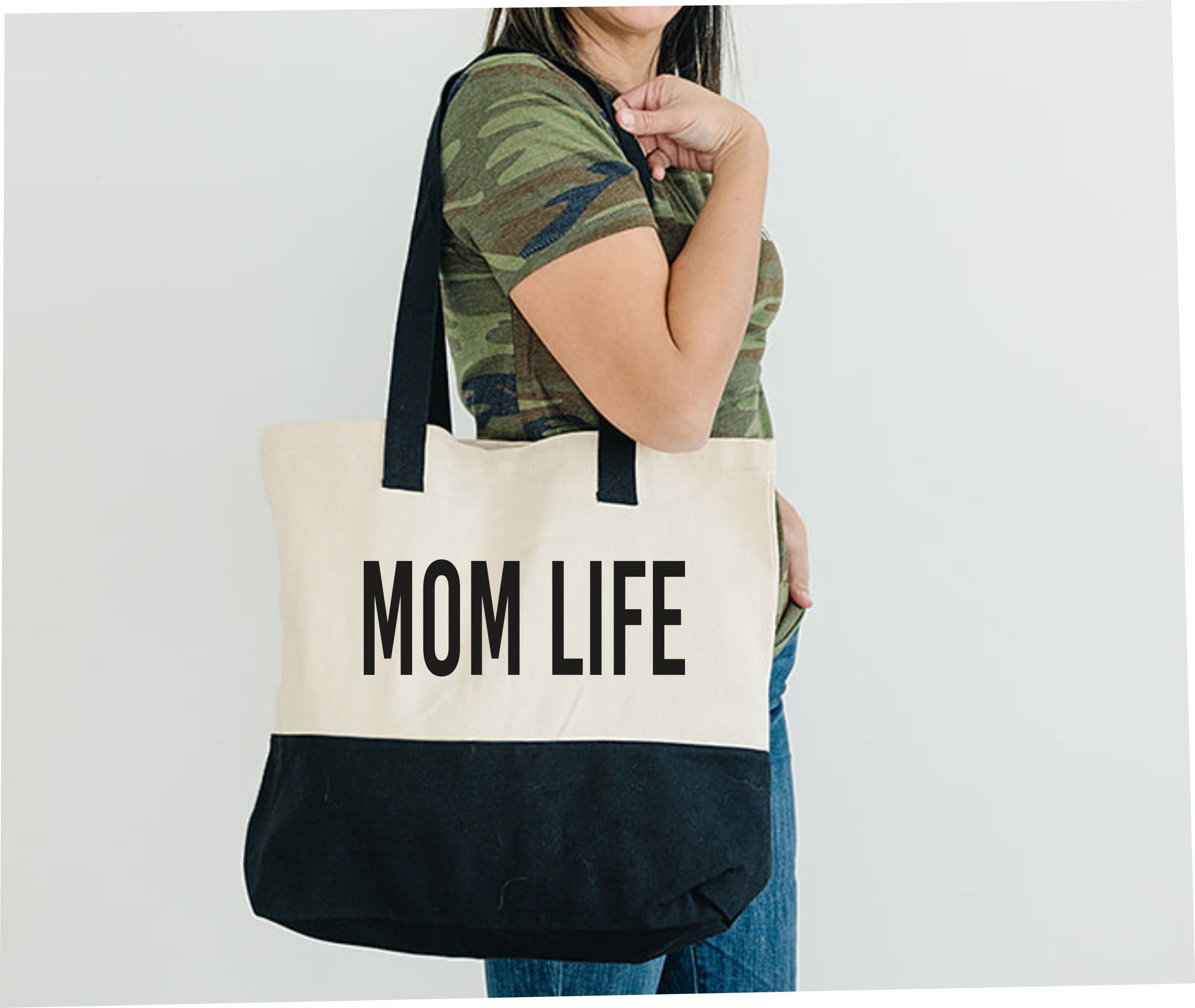 Mom Life Canvas Tote Bag, Beach Bag, Shopping Bag, Gift for Mom