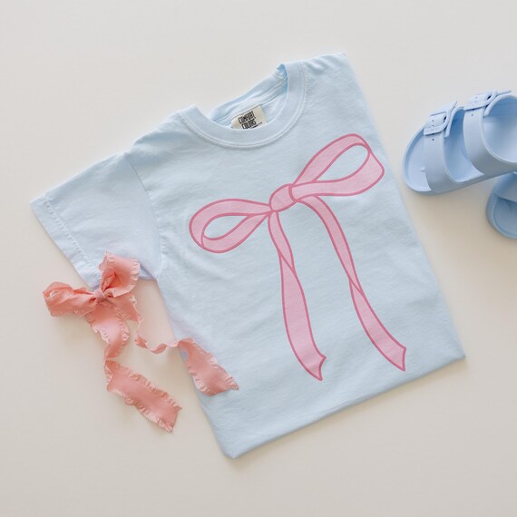 Coquette Bow Shirt, Girls Comfort Colors Shirt, Coquette Bow Tshirt, Cute Bow Shirt, Mother Daughter Tees Girly Graphic Tees Adult and Youth