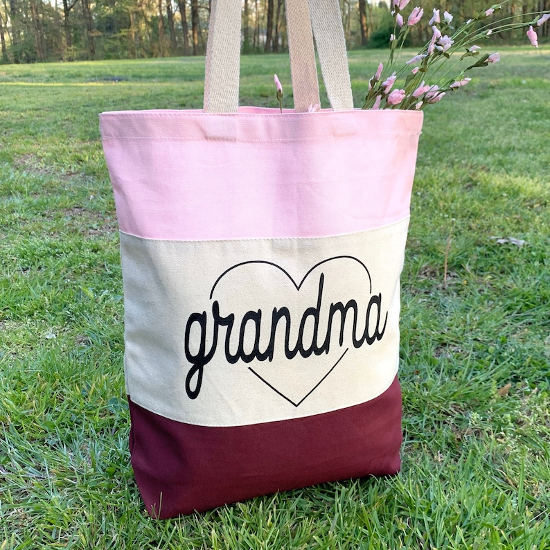Grandma Heart Canvas Tote Bag Beach Bag Gift for Grandma Etsy