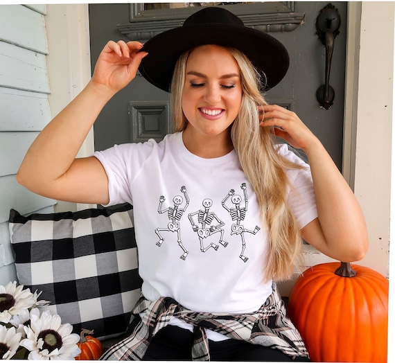Dancing Skeltons Shirt Womens Halloween Tee, Skeleton Tshirt, Halloween Skeleton Adult Unisex Tee, Halloween Outfit, Womens Fall Shirt Skull