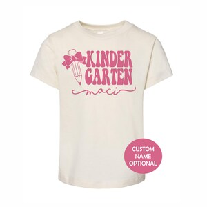 Kindergarten Shirt with Personalized Name, Kindergarten Girl First Day School Shirt, Kids Back to School Shirt, Girl Bow Shirt with Name