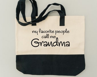 My Favorite People Call Me Grandma Canvas Tote Bag, Beach Bag, Gift for Grandma, Grandma Gifts, Grandmother Gift, Mothers Day Gift
