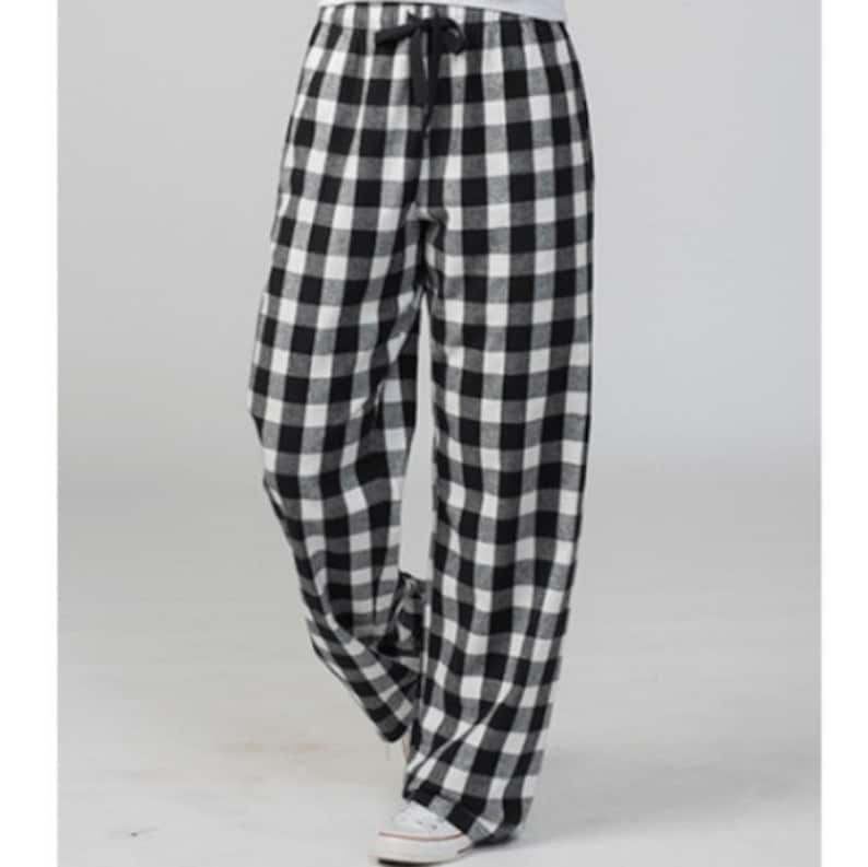 Black and White Buffalo Plaid Pants Flannel Pajama Pants Etsy