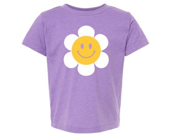 Happy Daisy Toddler Shirt, Retro Kids Shirt, Toddler Girl Tee, Cute Toddler Shirts, Smile Face Flower Graphic Tee Toddler Youth Adult Match