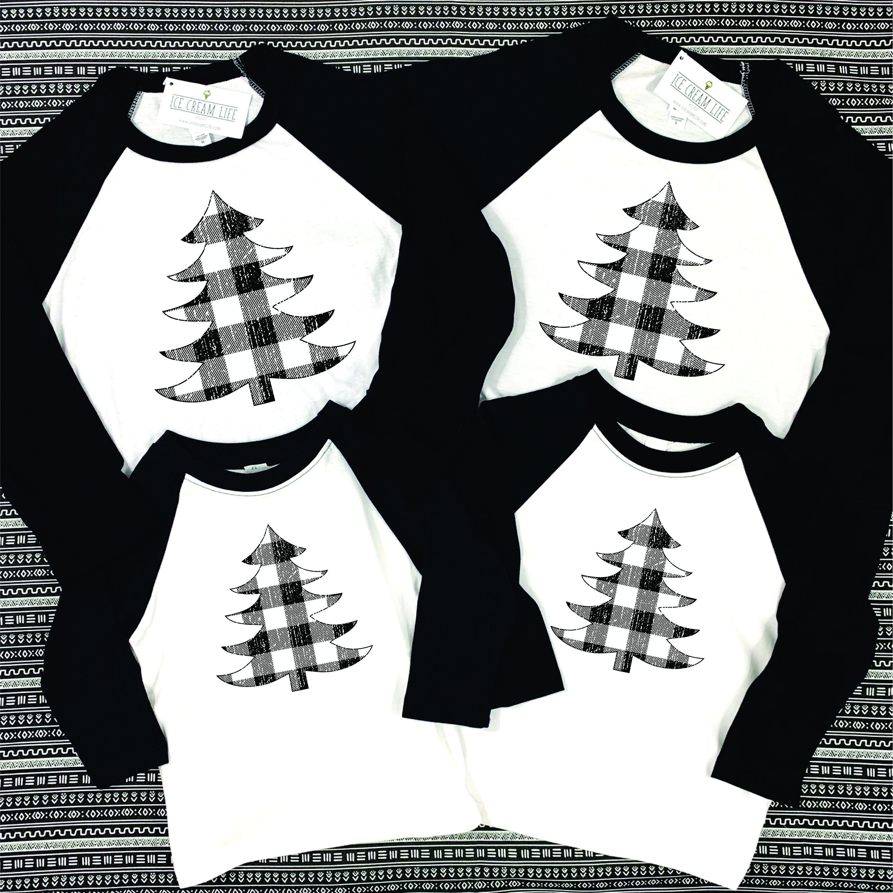Black Raglan Sleeve/Buffalo Plaid Pants Family Pajamas - POLYESTER for –  Design Blanks
