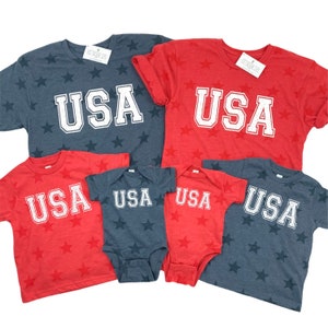 USA Star Shirts, Matching Family 4th of July Shirts, Patriotic Shirts, America Shirts for Family, Baby Toddler Youth Adult Womens Tshirts