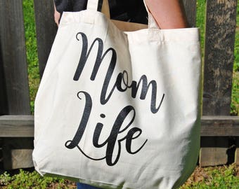 Mom Bag, Mom Life, Canvas Tote Bag, Beach Bag