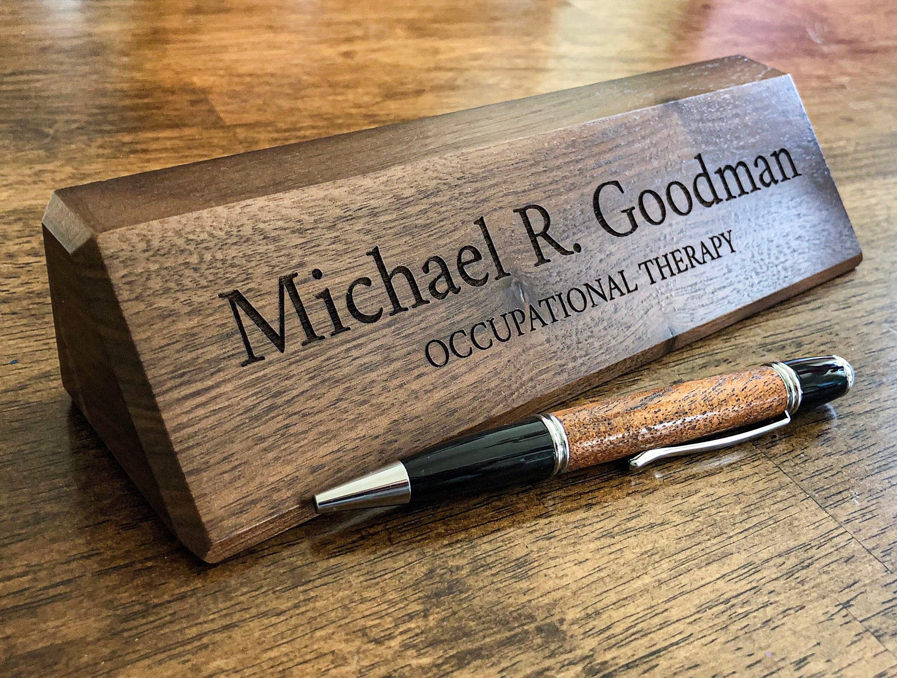 Desk Name Plate Custom Name Sign Personalized Wood Desk Etsy