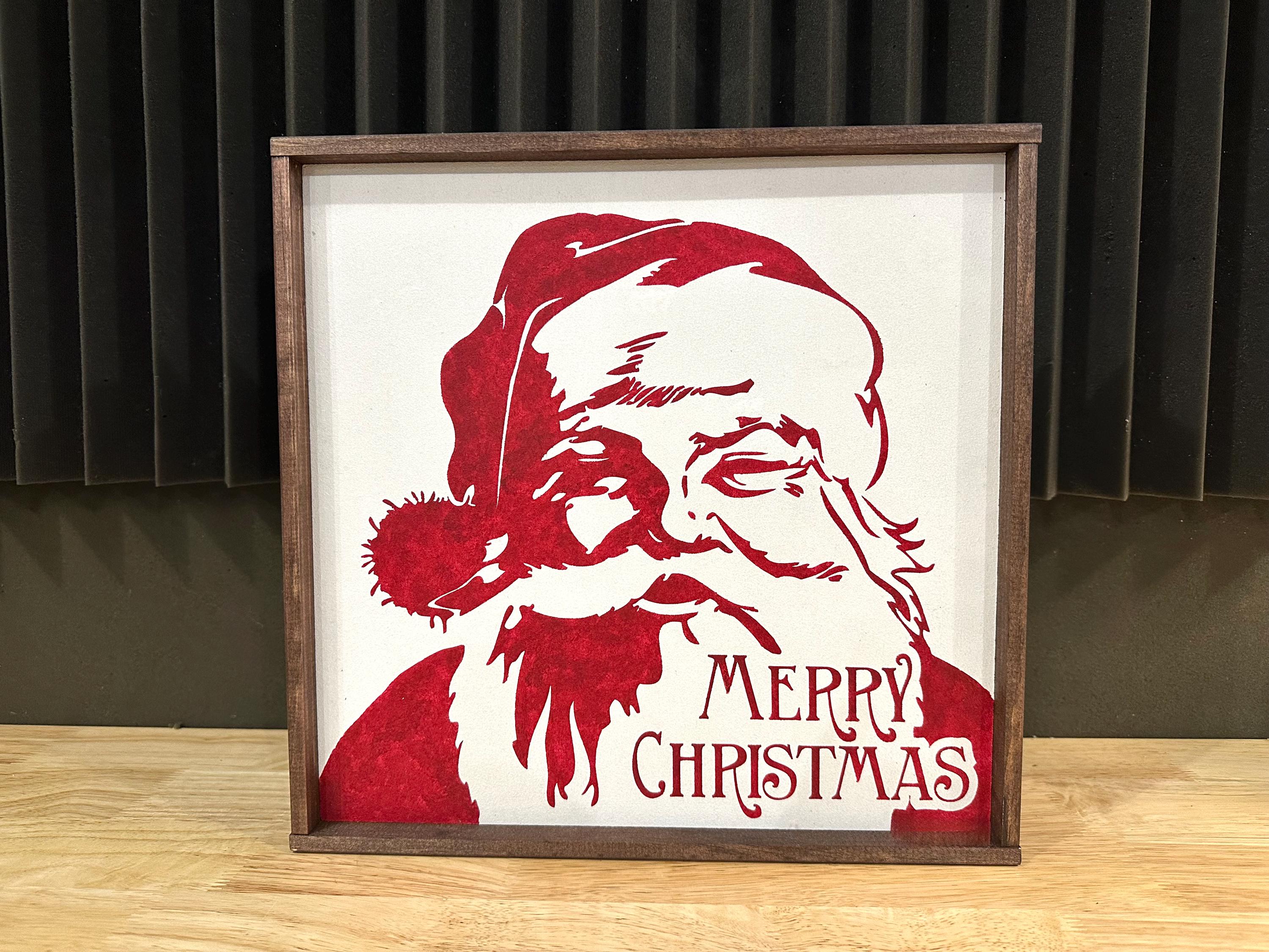 Sanata Sign Large Santa Farmhouse Sign, Christmas Sign, Santa Head, Framed Wooden ...