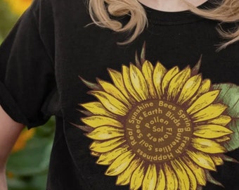 Sonnenblume T-Shirt Geschenk für Sie Erdtag Muttertagsgeschenk Damen Shirt für Gärtner Geschenk Rettet die Bienen