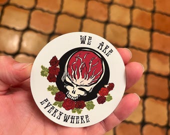 We Are Everywhere round sticker (white)