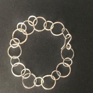 Handcrafted Sterling Silver Circle Link Bracelet – Organic Hammered Design, Artisan Jewelry