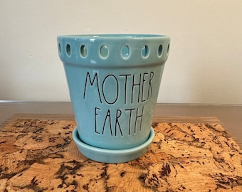 Vase bleu Rae Dunn « Mother Earth »