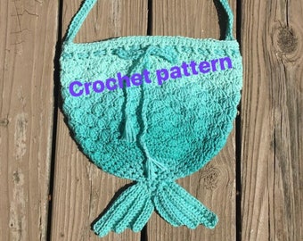 Mermaid Tail Bag, Crochet Pattern, US terms.