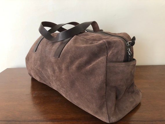 Pristine suede overnight duffel bag